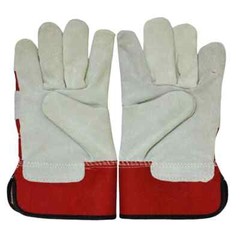 Cow Split Leather Safety Work Gloves Safety Red – Single Palm – Large