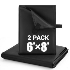 2 Pack 6×8 ft Black Heavy-Duty Waterproof Tarps – Oxford Fabric Tarpaulin wit…