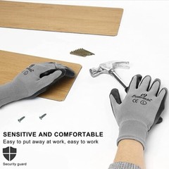 12 Pairs Polyester & Nitrile Safety Work Gloves with Seamless Liners Smooth