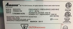 AMANA RCS10TS Commercial Microwave Oven 1000 watts 120v volt 2017