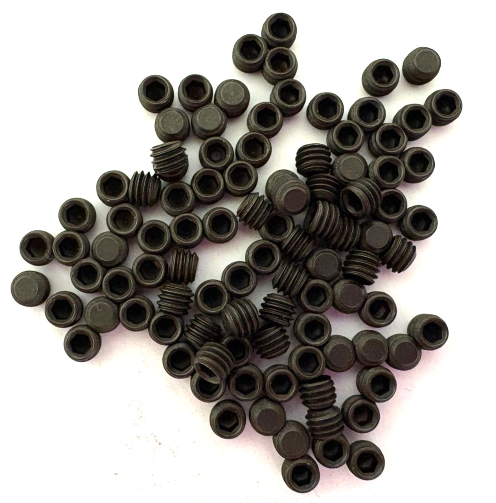 M4 X .7 X 3MM FLAT POINT SET SCREWS BLACK ALLOY STEEL – PACK OF 100