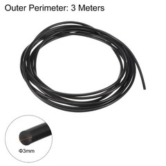 Round Belts 3mm Dia 3 Meters Length Smooth Surface PU Polyurethane Black]