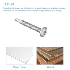 50pcs #10 x 1-1/2″ 410 Stainless Steel Flat Head Hex Socket Self Drilling Screw