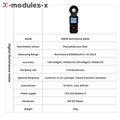 S8608 LCD Light Meter Digital Illuminance Meter Luxmeter Photometer 200000Lux US