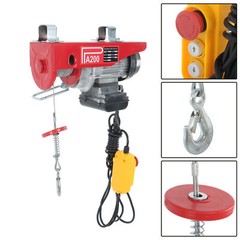 Miniature Electric Hoist 440 LBS Crane Winch with Wired Remote Control 510W 110V