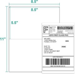 50-20000 8.5″ x 5.5″ Shipping Labels Half Sheets Blank Self Adhesive 2 Per Sheet