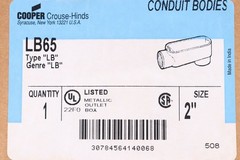 CROUSE-HINDS LB65 2″ LB CONDUIT BODY