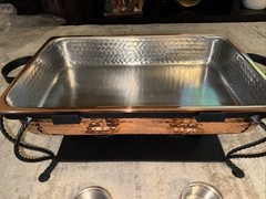 HUBERT Copper Chafer Chafing Dish with Black Metal Holder 8 Qt Upscale Catering
