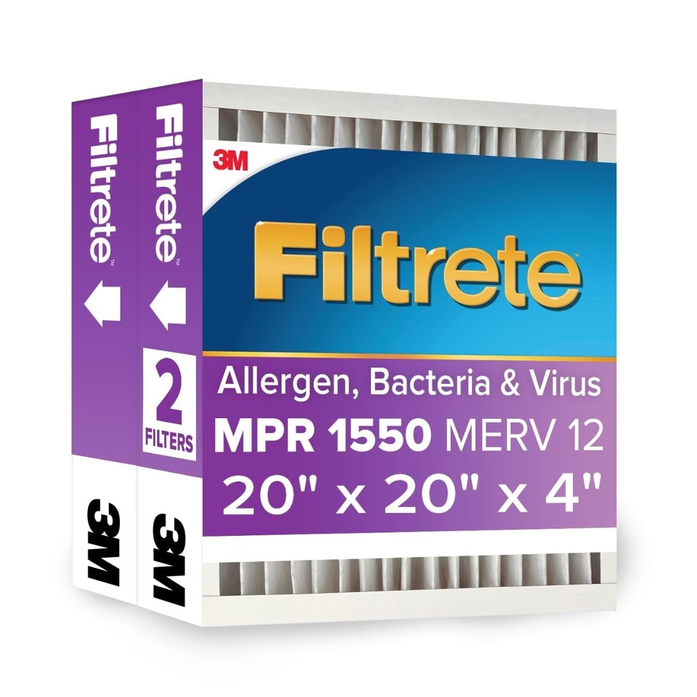 Filtrete 20x20x4 AC Furnace Air Filter, MPR 1550, MERV 12, Fits