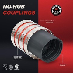 Supply Giant 37622CS No-Hub Coupling Heavy Duty Colored Shield, 4 inch, Red