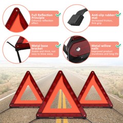 Emergency Warning Triangle DOT Approved Reflective Safety Roadside Kit for Car