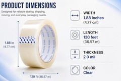 Heavy Duty Clear Packing Tape 20 Pack 1.88” x 120 ft Strong Shipping Box Sealing