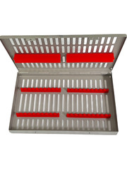 20 Instruments Sterilization Cassette w/ Silicone Inserts Red, Large, German CE