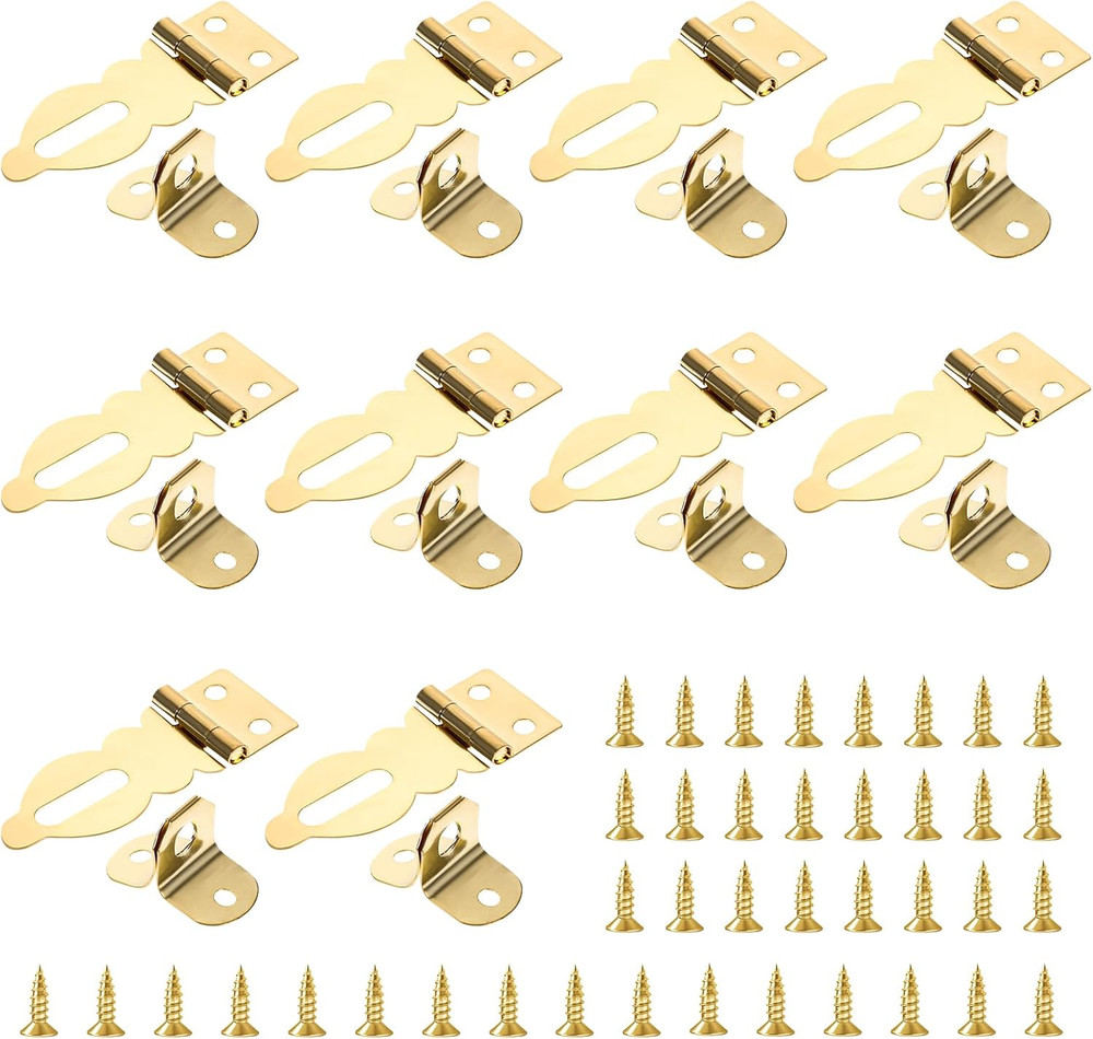 10 Pcs Mini Padlock Hasp Decorative Hasps Gold Metal Latch with Screws for Woode