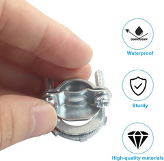 25 Pcs 1/2 Inch Clamp Type Cable Connectors, Zinc Electrical Conduit Fittings
