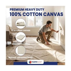 Tarps Now 10×20 ft Premium Heavy Duty Canvas Drop Cloth for Pai… USA FAST SHIP