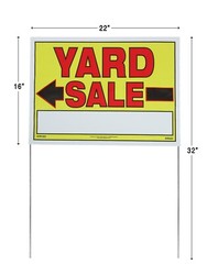Yard Sale Sign W/ Stake, 22″ x 32″ Fully Assembled with Metal Stake, 10 pack