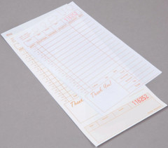 (2000-Pack) 2 Part Tan and White Carbonless Guest Checks w/ Bottom Guest Receipt