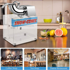 Costzon Commercial Snow Cone Machine, 440Lbs/H Stainless Steel Ice Shaver with D