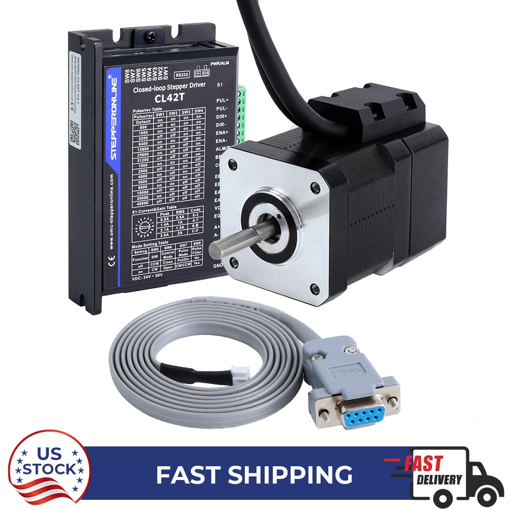 STEPPERONLINE Nema 17 Closed Loop Stepper Motor 42Ncm(59oz.in) & Driver CNC Kit