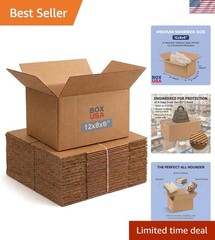 Durable 12″L x 8″W x 6″H Corrugated Boxes – 65 lbs Support, Eco-Friendly 25-Pack