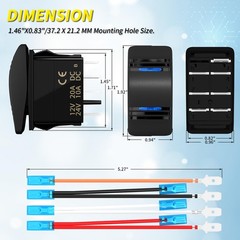 Marine Rocker Switch 12V 20A 3 Position ON Off ON DPDT 7 Pin 3 Way Rocker Switch