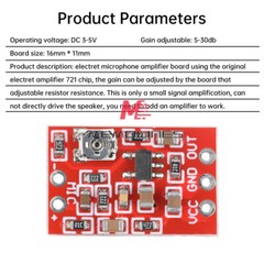 1-10PCS DC 3-5V Electret Microphone Preamplifier Module 721 Adjustable 5-30db