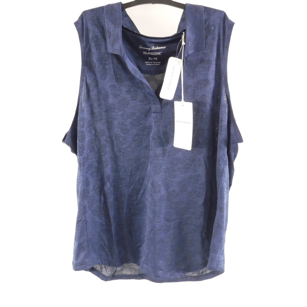 Tommy Bahama Palm Coast IslandZone Sleeveless Top Ocean Deep Size XLarge