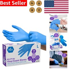 Blue Nitrile Vinyl Blend Exam Gloves Large 100ct Powder-Free Disposable