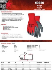 MCR N9680 RED Ninja Flex Latex Coated Work Gloves – 15 Gauge, 12 PAIR, SM-2XL