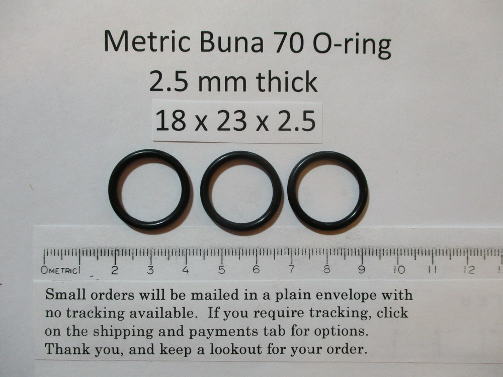 18mm ID x 23mm OD x 2.5mm thick O-ring. Buna-70. Quan 3.