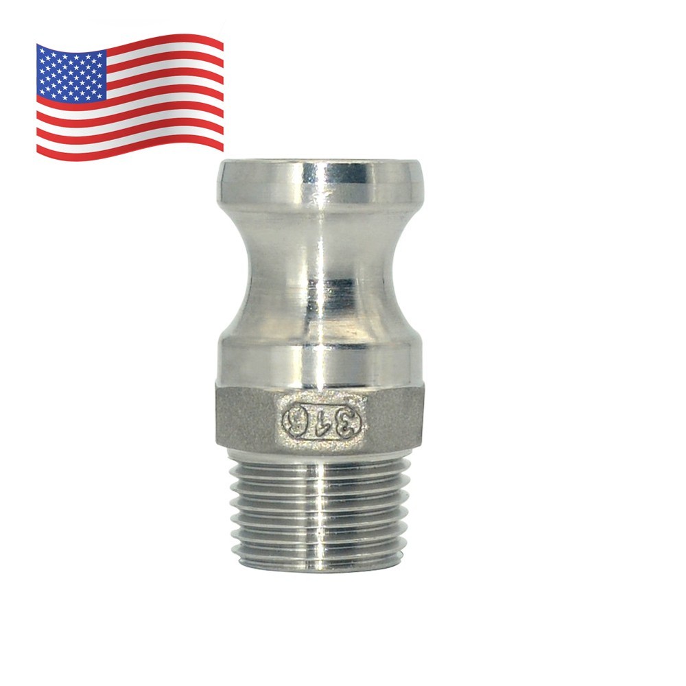 1/2″ 0.5 inch Type F Camlock Male Adapter to Male NPT Stainless Steel US STOCK