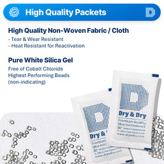 10 gram x 15 PK “Dry & Dry”Silica Gel Desiccant Packets – Reusable Cloth