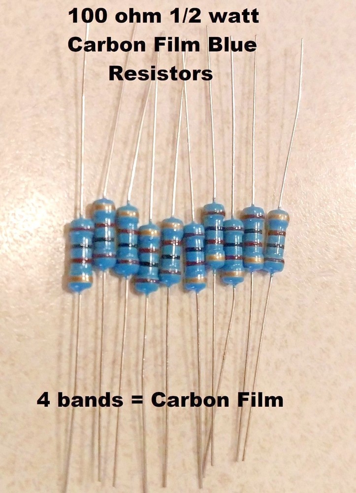 100 ohm 1/2Watt BLUE Carbon Film Resistors 5% You get 10 resistors