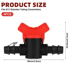 4PCS 3/8“ ID in Line Hose Barbed Ball Valve Shut-Off Switch with Hose Barb