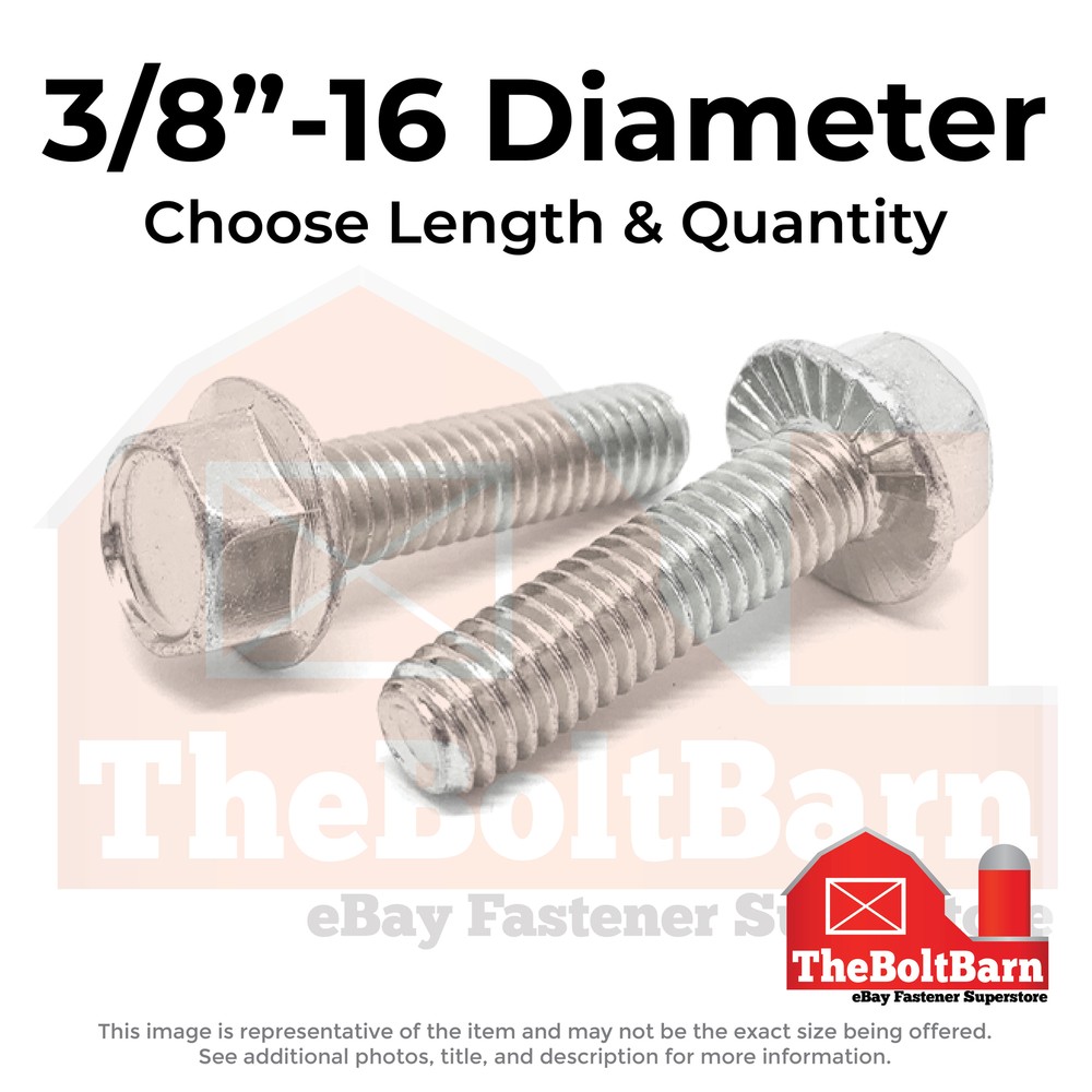 3/8″-16 Stainless Serrated Hex Flange Bolts (Choose Length & Qty)