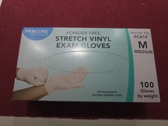 ProCure Powder Free Stretch Vinyl Exam Gloves, Medium – NEW