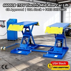 6600LB 110V Electric Mid-Rise Car Lift – CE Approved | USA Stock, FREE SHIPPING