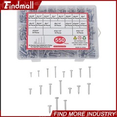 550Pcs 304 Stainless Steel Wood Screws Assortment Kit Phillips #4#6#8#10#12