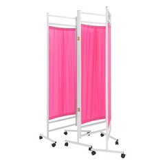 4 Panels Foldable Medical Room Divider Portable Medical Privacy Screen Pink