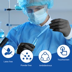 JMU Nitrile Gloves BLACK Medical Exam Gloves 3.5 Mil XS 200pcs/box