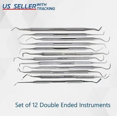 12 Piece Dental Probe Pick Tool Instrument Set German Stainless Steel Scalers