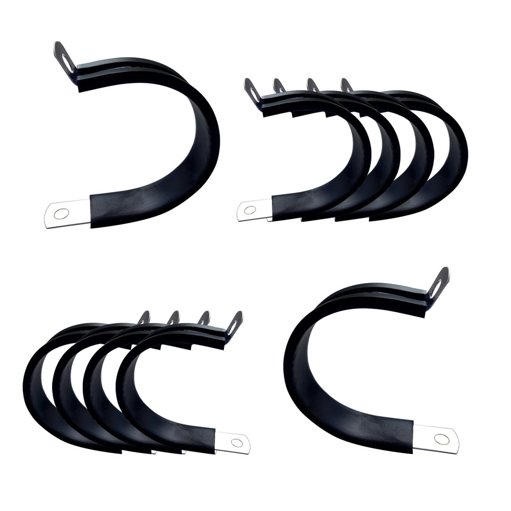 10pcs 2 Inch Stainless Steel Cable Clamps, Rubber Coated Cushioned Insulated