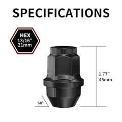 24pcs Lug Nuts One-Piece OEM Factory Style M14x1.5 Black 24PCS-2015-2025 F150