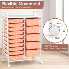 Costzon Homgx 15-Drawer Storage Rolling Cart Multipurpose Utility Storage Cart