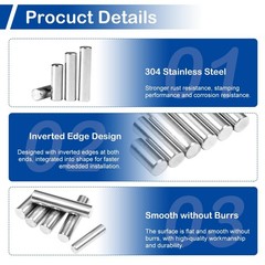150 Pcs 304 Stainless Steel Dowel Pins Kit 20 Sizes M2 M3 M4 M5 Shelf Pegs Rod