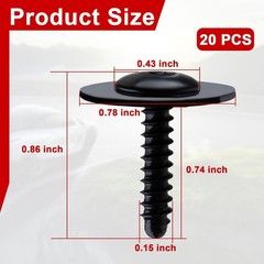 20 PCS Fender Liner Wheelhouse Liner Splash Shield Bolt Screw, 11548270 Fender S