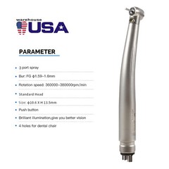 10pcs Dental Fiber Optic LED E-generator High Speed Handpiece 3 Spray 4 Hole st