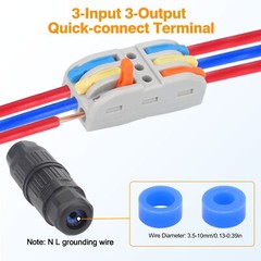 10PCS Waterproof Junction Box 3Way Electrical Cable Wire Connector for AWG 28-12