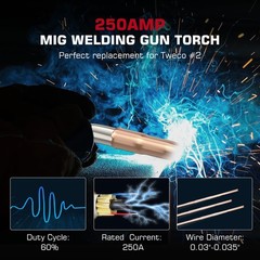 ARCCAPTAIN 10ft 250A MIG Welding Gun Euro connection Replacement for MIG200